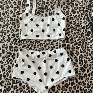 Solid and striped polka dot bikini size medium VGC